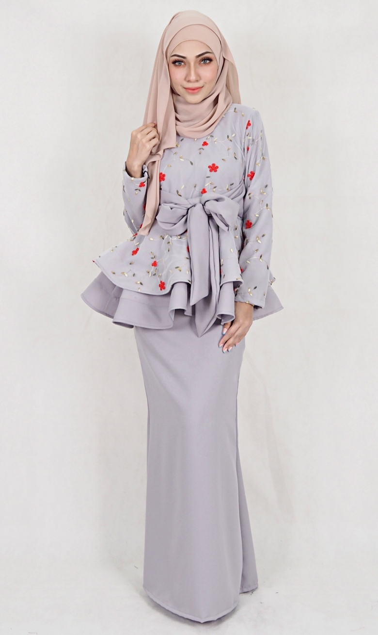 SW5084 Trendy Baju Kurung (Plus Size) Grey