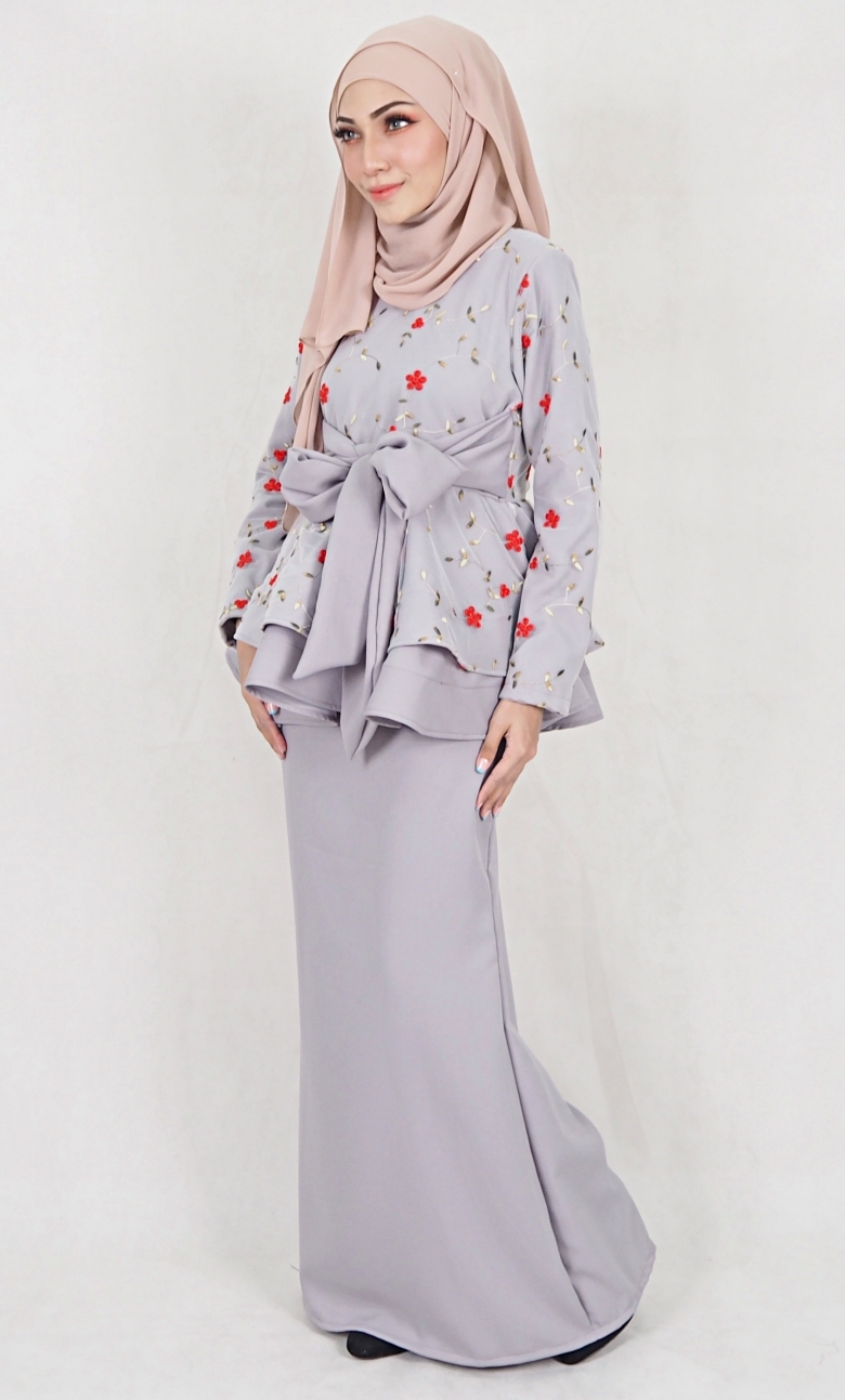 SW5084 Trendy Baju Kurung (Plus Size) Grey
