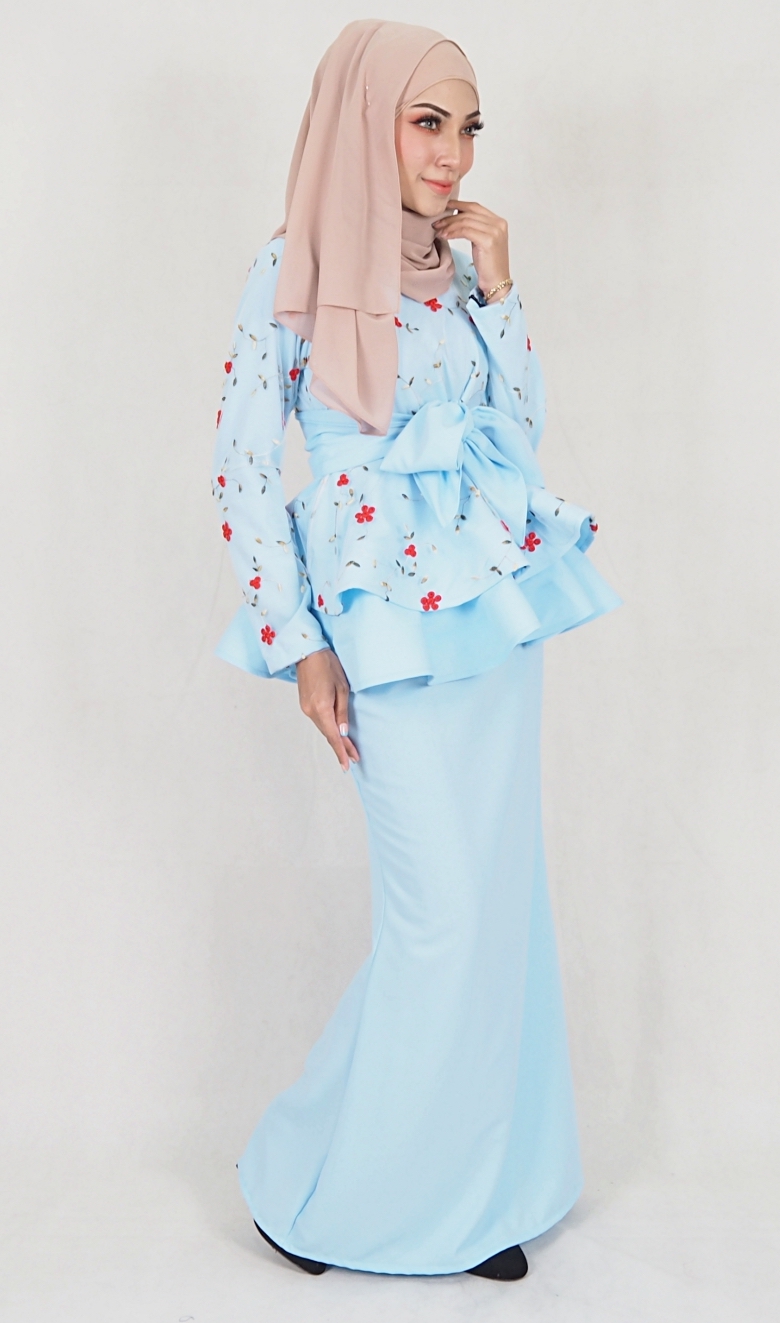 SW5084 Trendy Baju Kurung (Plus Size) Light Blue