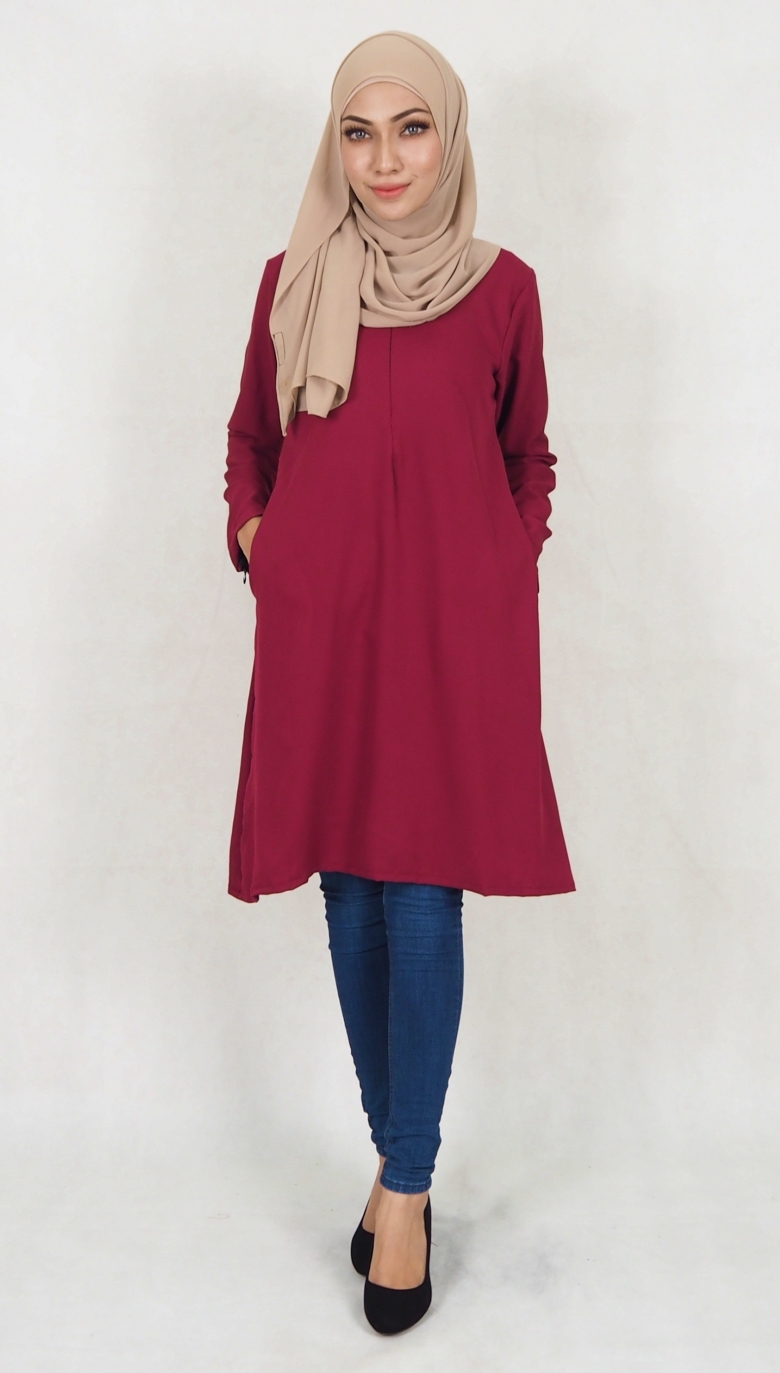SW5113 Fashion Blouse (Breastfeed) Maroon