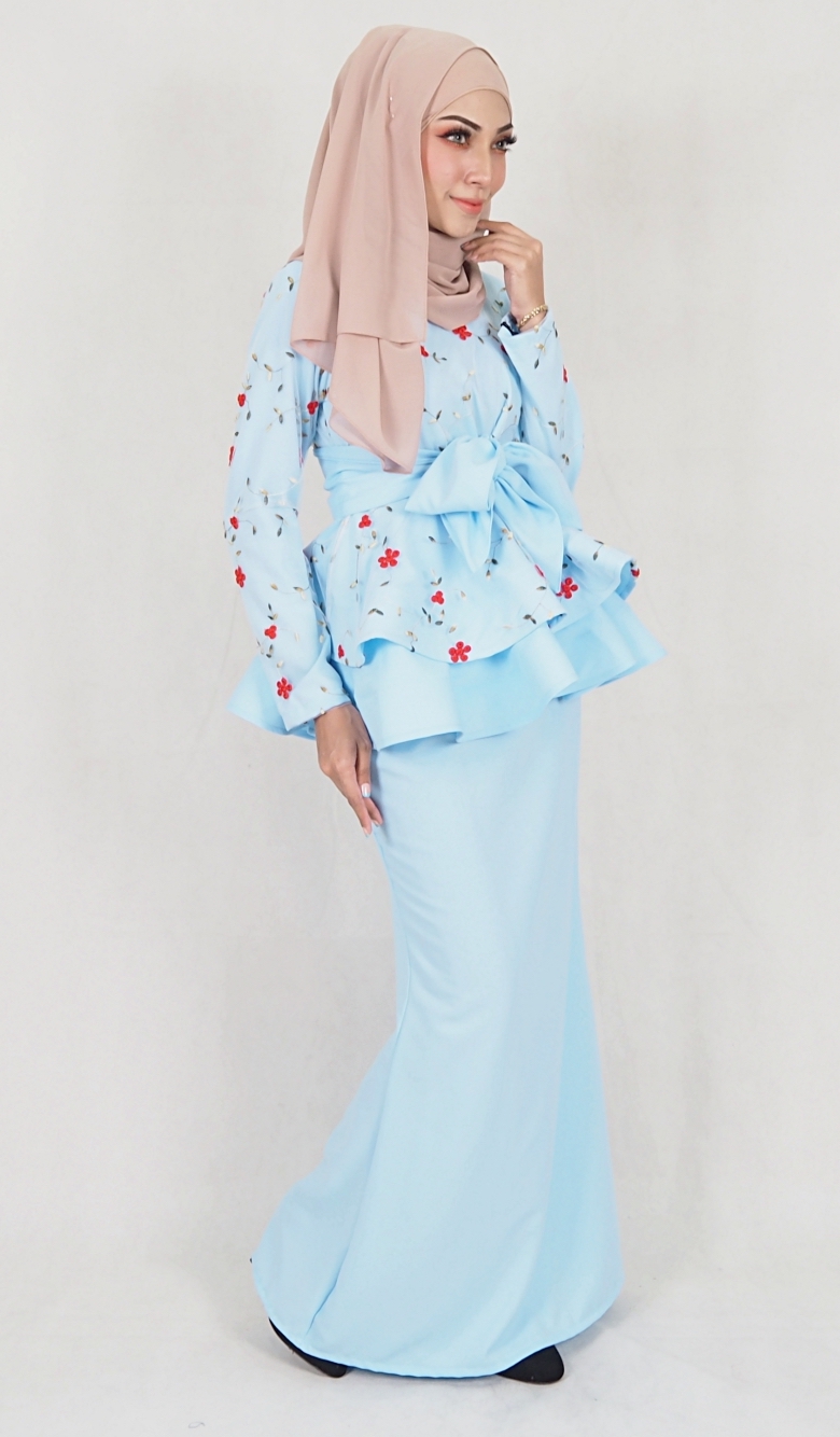 SW5114 Baju Kurung (Breastfeed Plus Size) Light Blue