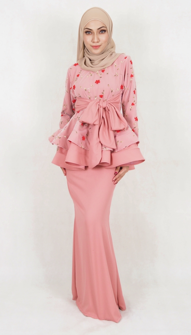 SW5115 Baju Kurung (Breastfeed Plus Size) Dusty Pink