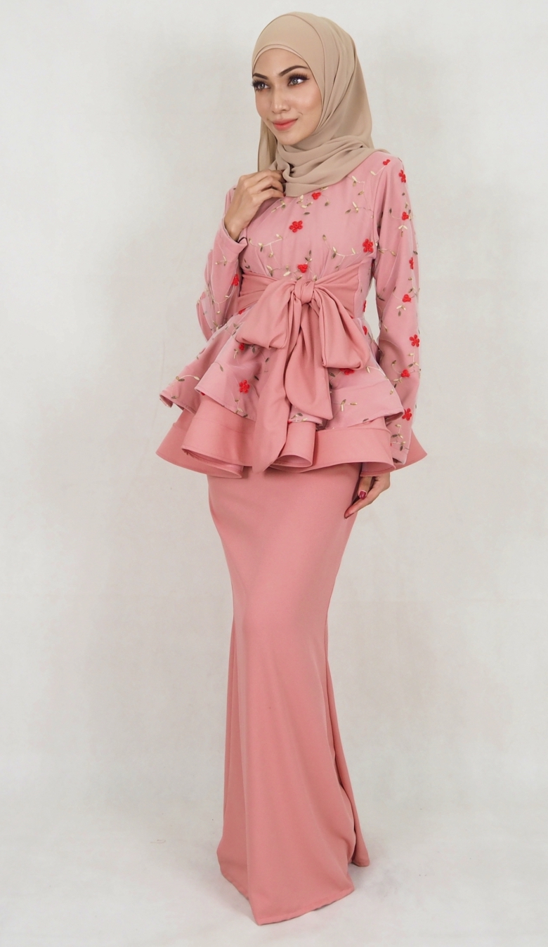 SW5115 Baju Kurung (Breastfeed Plus Size) Dusty Pink
