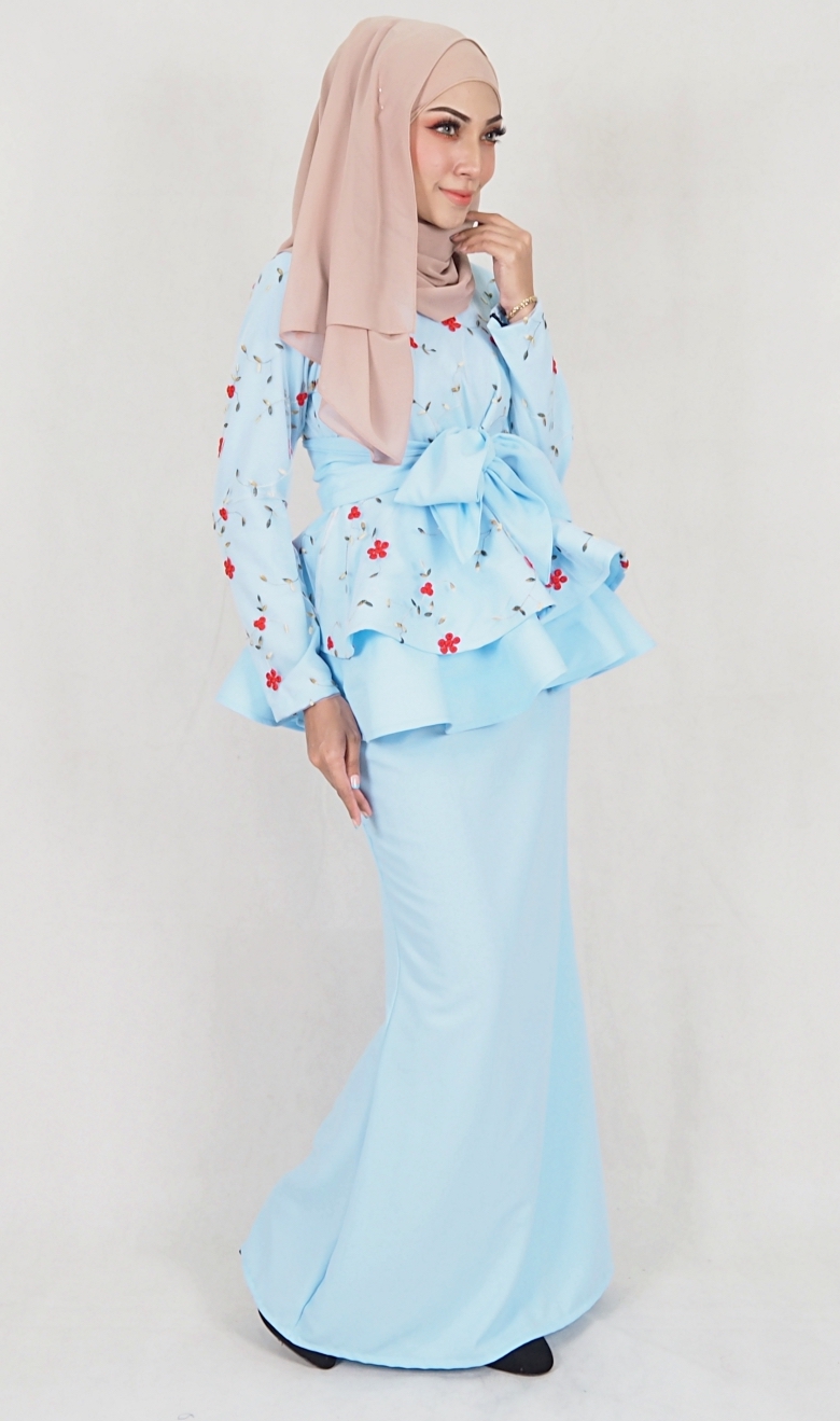 SW5115 Baju Kurung (Breastfeed Plus Size) Light Blue