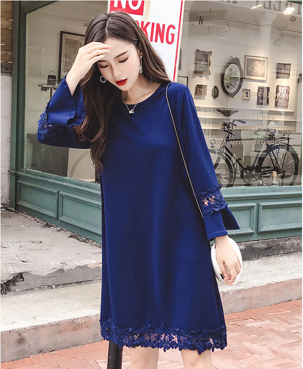 GW2304 Lovely Plus Size Dress Blue