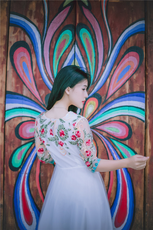 BM70243 Elegant Embroidered Dress White