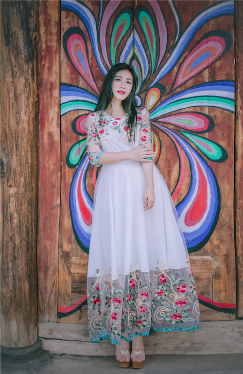 BM70243 Elegant Embroidered Dress White