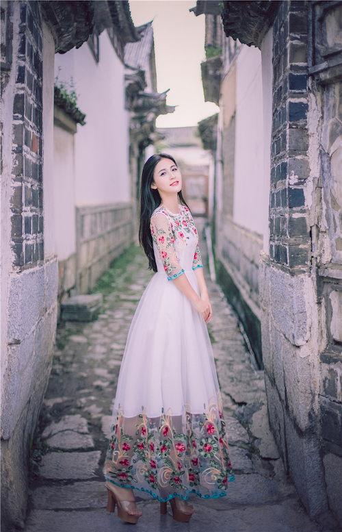 BM70243 Elegant Embroidered Dress White