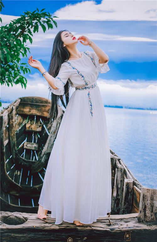 BM70255 Elegant Dress White