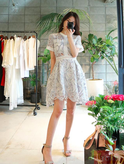 BM70982 Elegant Lace Dress Grey