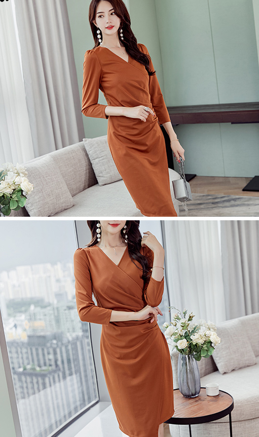 ST-623 Elegant Dress Brown