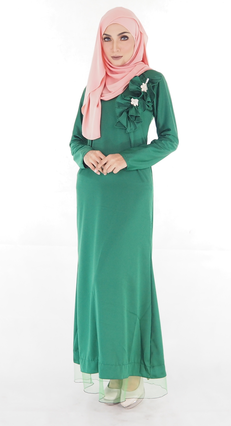 SW4241 Flowers Swarovski Jubah (PLUS SIZE) Green