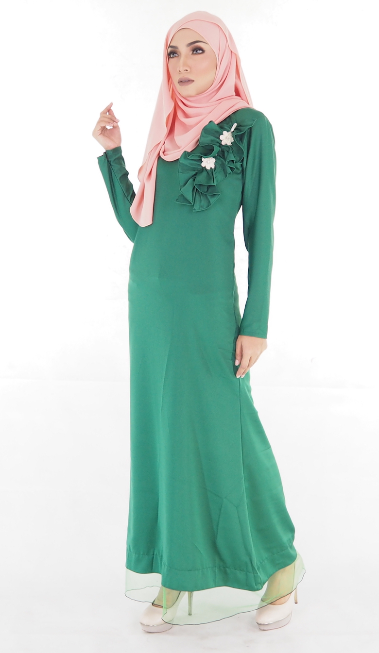 SW4241 Flowers Swarovski Jubah (PLUS SIZE) Green