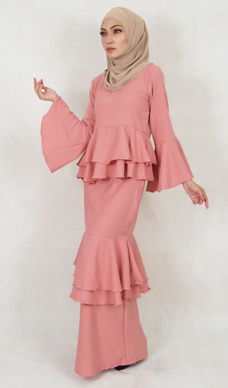 SW5122 Baju Kurung (Breastfeed Plus Size) Dusty Pink