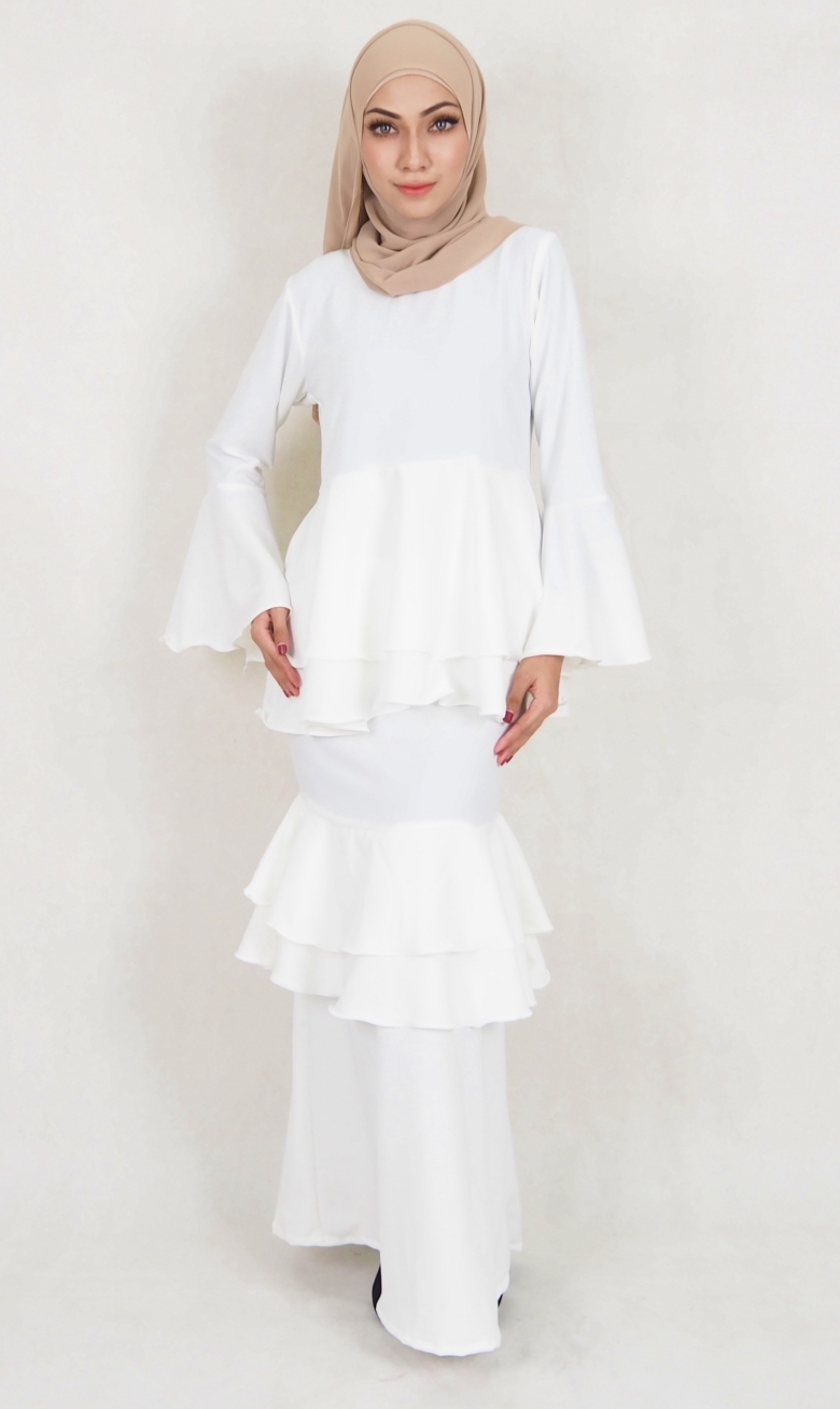 SW5122 Baju Kurung (Breastfeed Plus Size) White