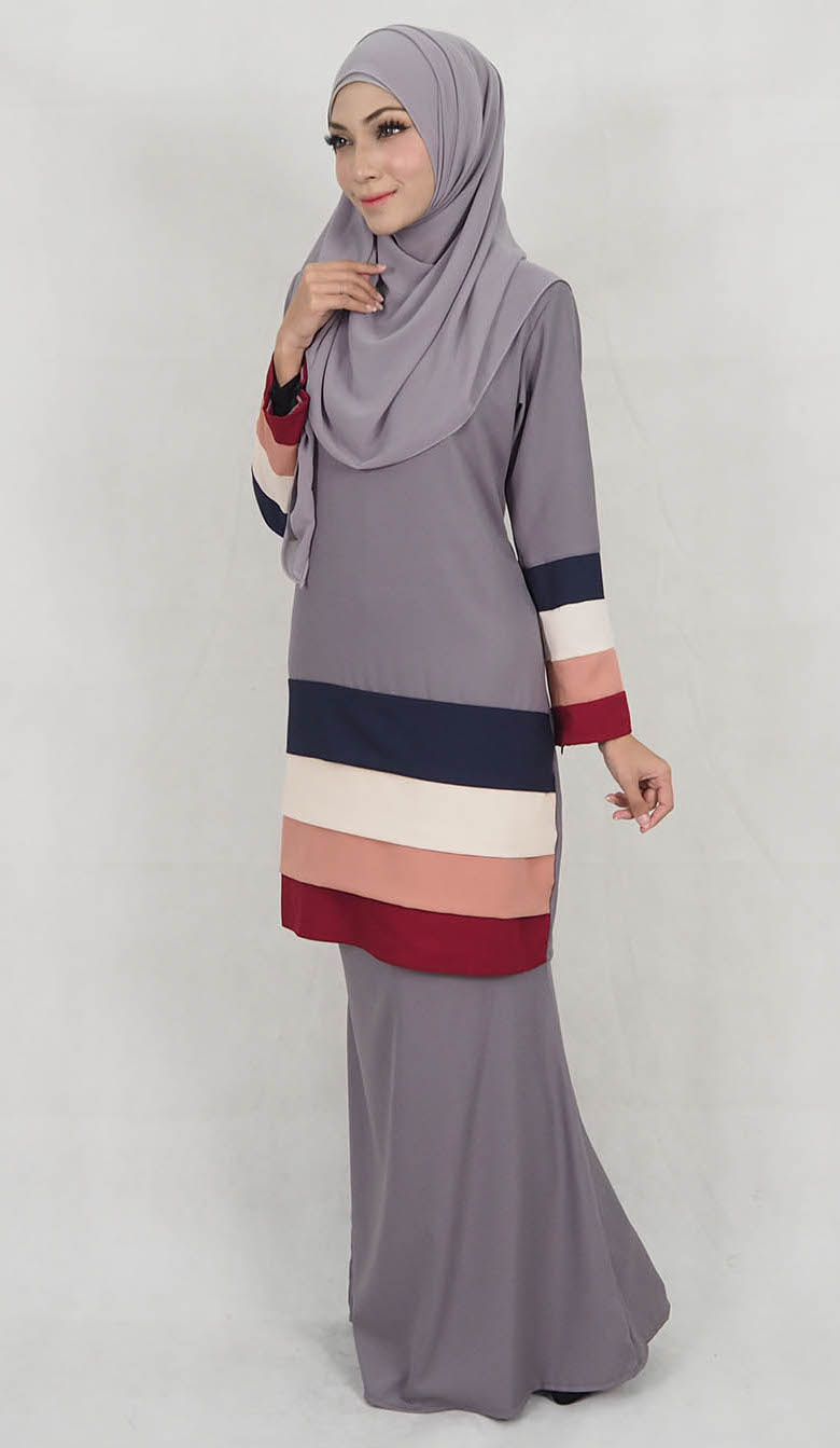 SW5127 Trendy Baju Kurung Grey