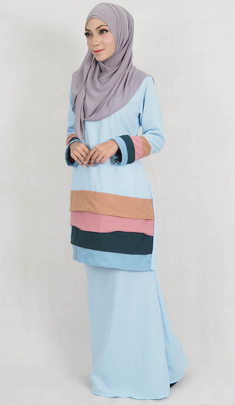 SW5127 Trendy Baju Kurung Light Blue