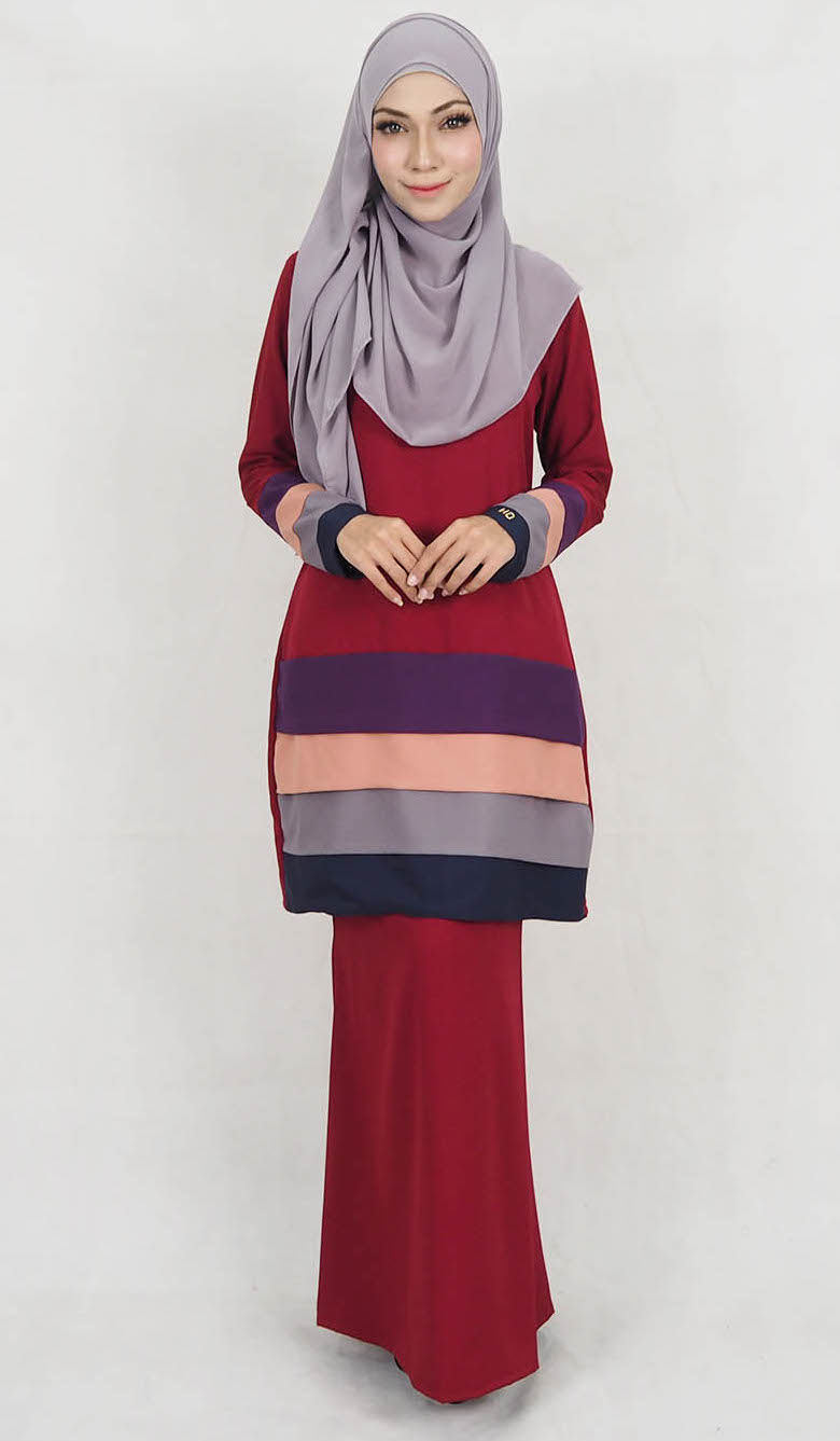 SW5127 Trendy Baju Kurung Maroon