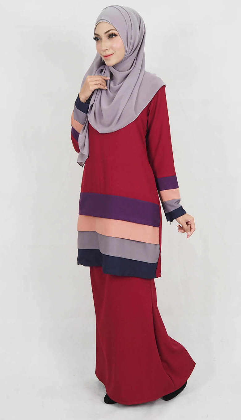 SW5127 Trendy Baju Kurung Maroon