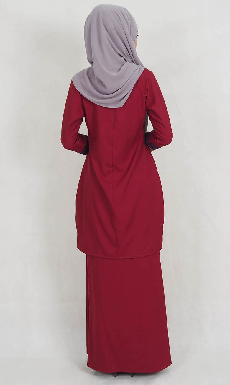 SW5127 Trendy Baju Kurung Maroon