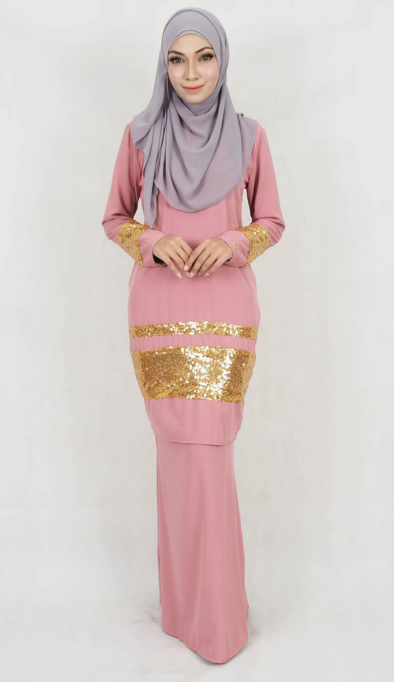 SW5128 Fashion Baju Kurung Dusty Pink