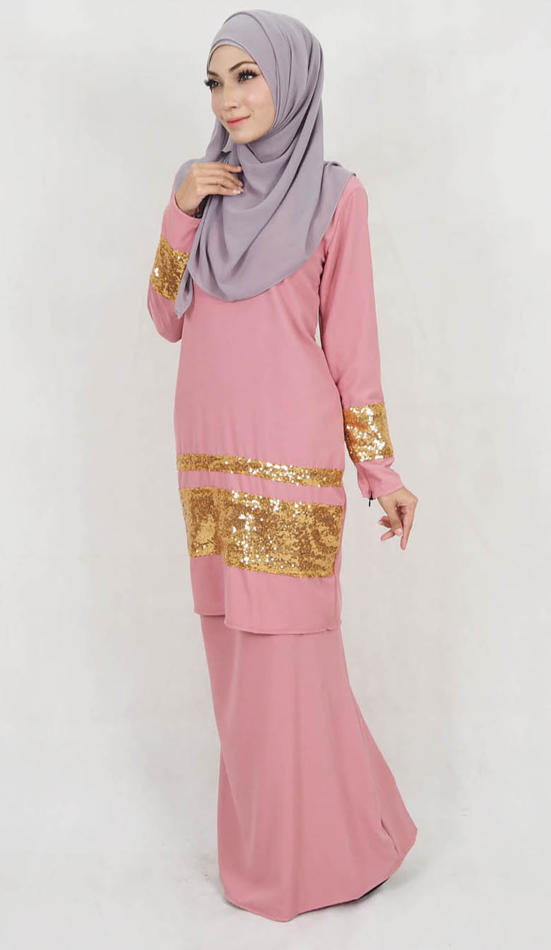 SW5128 Fashion Baju Kurung Dusty Pink