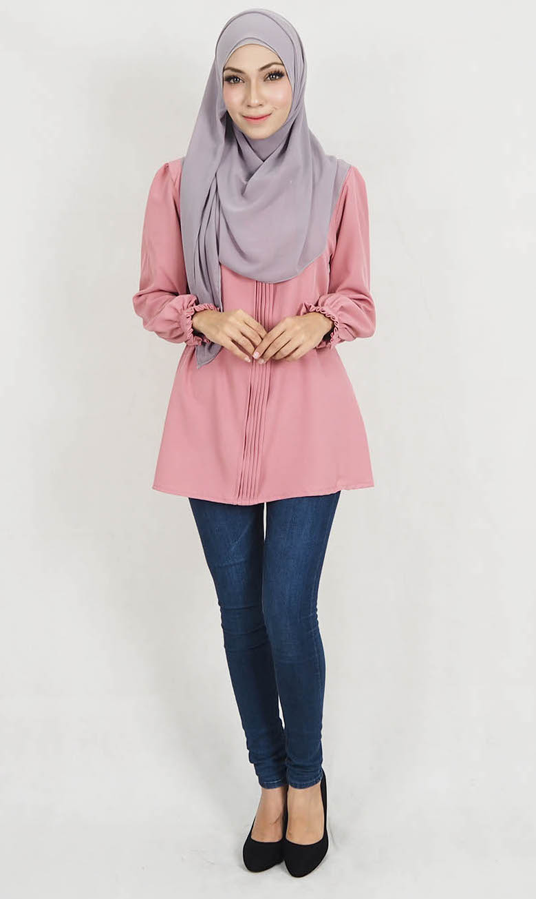 SW5130 Fashion Blouse (Plus Size) Dusty Pink
