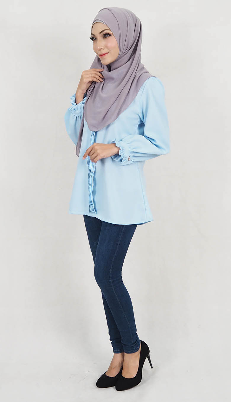 SW5130 Fashion Blouse (Plus Size) Light Blue