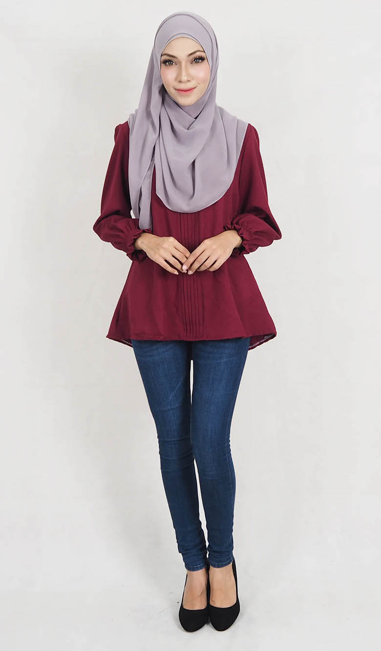 SW5130 Fashion Blouse (Plus Size) Maroon