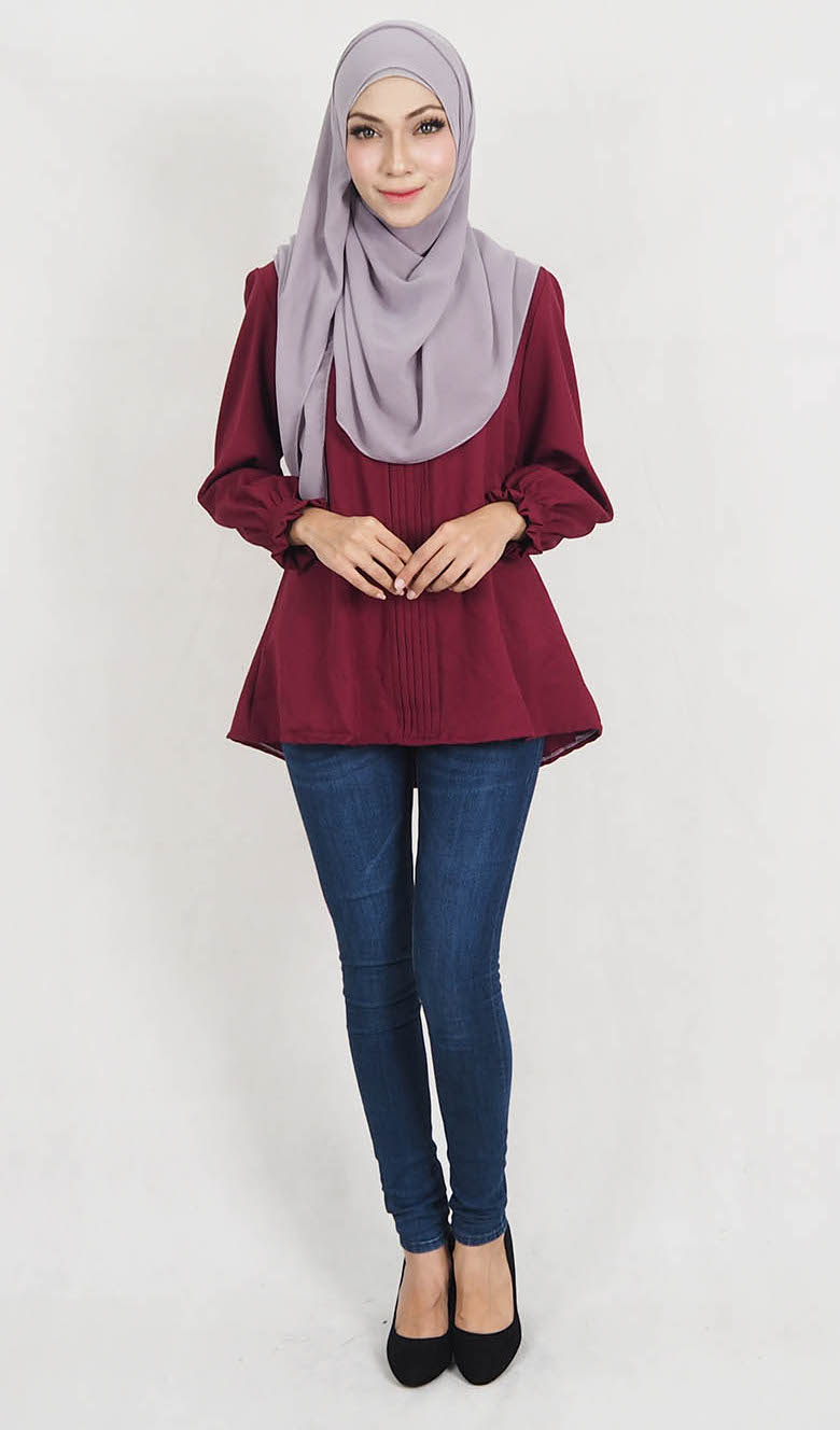 SW5131 Fashion Blouse (Plus Size) Maroon
