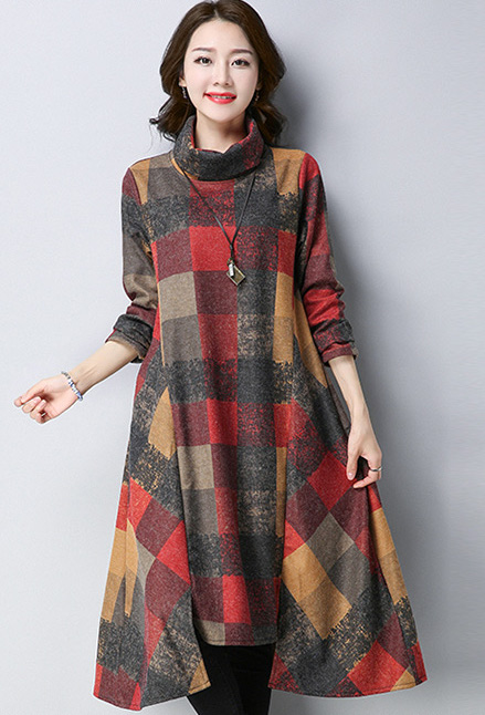GW2321 Classic Plus Size Dress Red