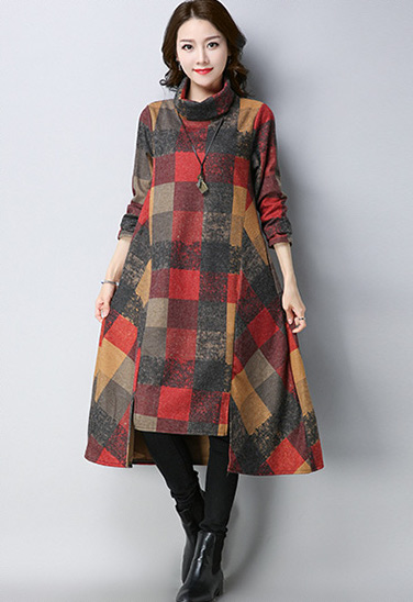 GW2321 Classic Plus Size Dress Red