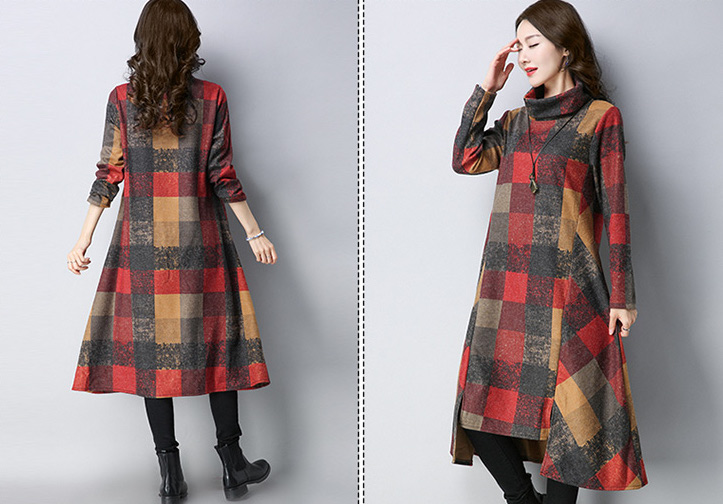 GW2321 Classic Plus Size Dress Red