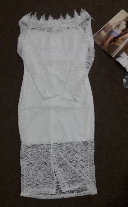WD7674 Women Lace Dress White