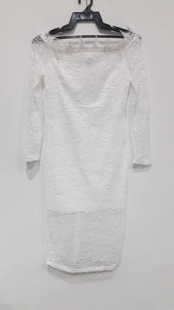 WD7674 Women Lace Dress White