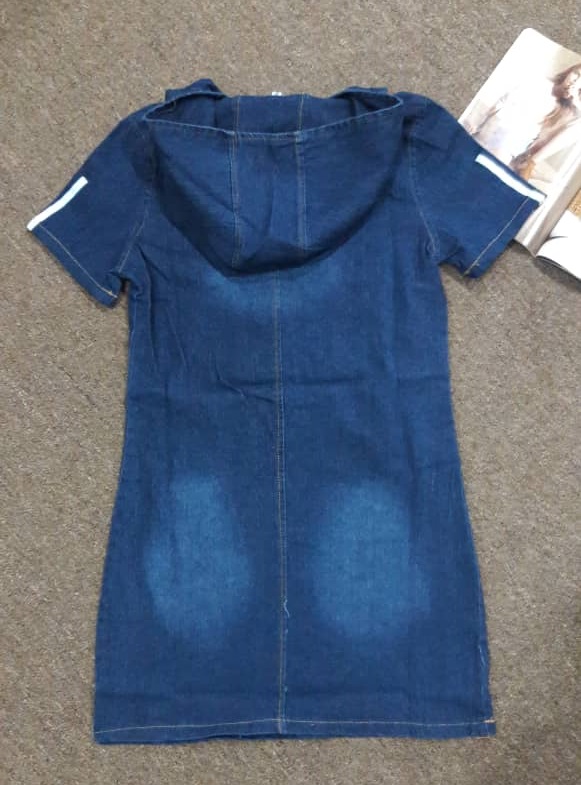 WD7675 Casual Denim Dress Dark Blue