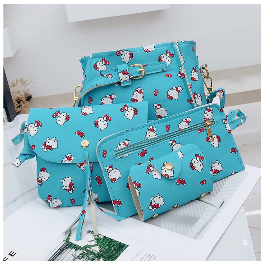 KW80383 Cute 4 In 1 Hello Kitty Bag Light Blue