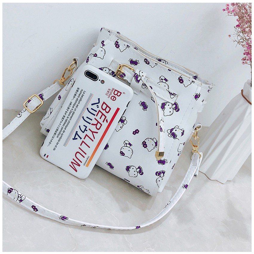 KW80383 Cute 4 In 1 Hello Kitty Bag White