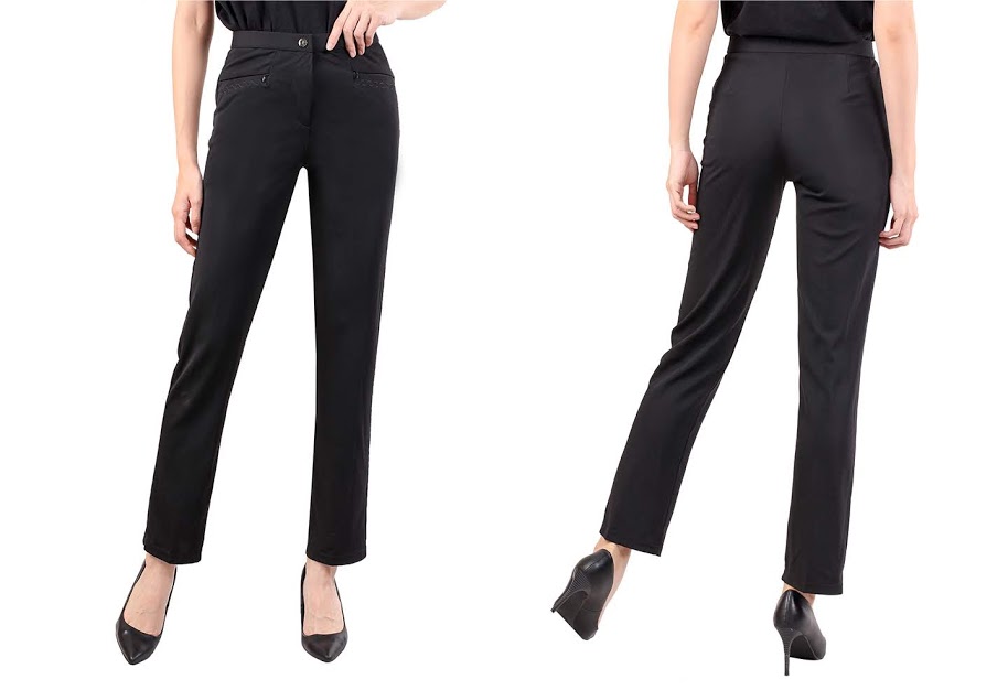 QA 483 Women Straight  Cut Pant Black