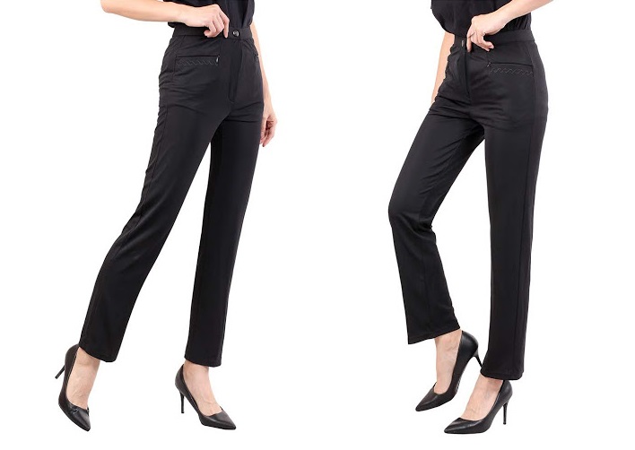 QA 483 Women Straight  Cut Pant Black