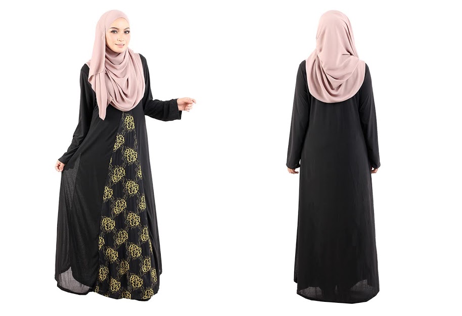 QA-485 Women's Flare Jubah Black