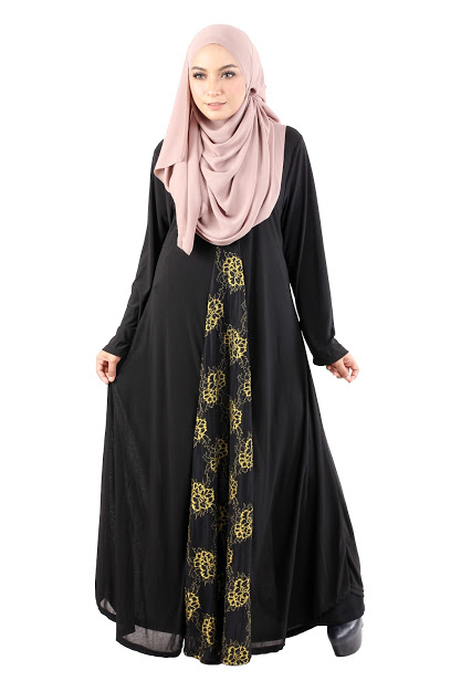 QA-485 Women's Flare Jubah Black