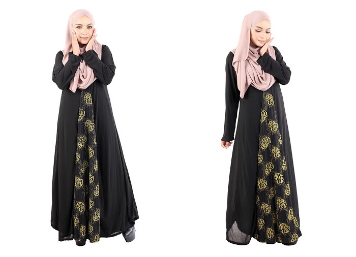 QA-485 Women's Flare Jubah Black