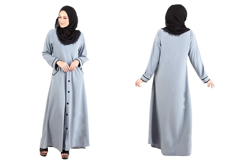 QA-486 Muslimah Stylish Jubah Dust Blue