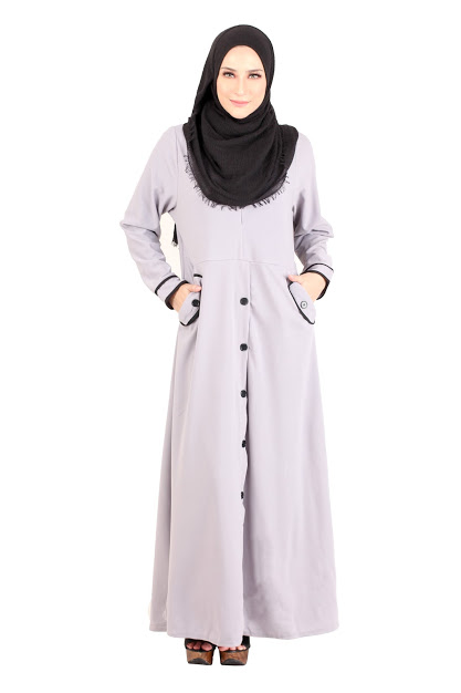 QA-486 Muslimah Stylish Jubah Grey