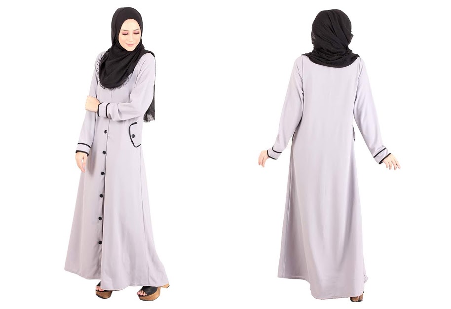 QA-486 Muslimah Stylish Jubah Grey