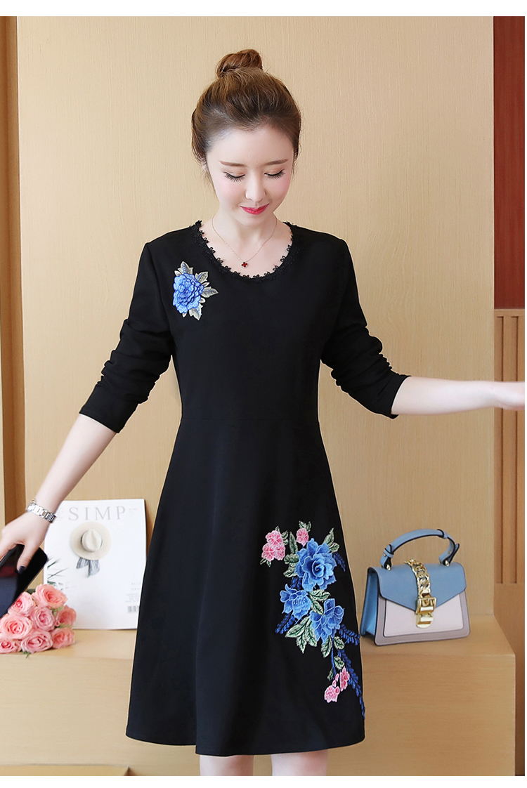 FF-105 Pretty Embroidery Dress (Plus Size) Blue