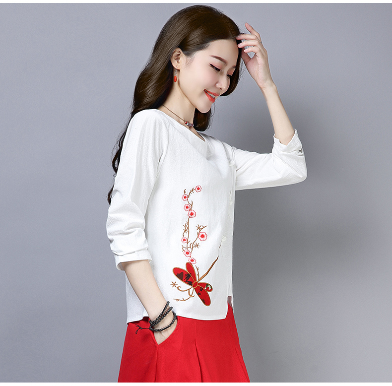 FF-108 Classic Embroidery Top White