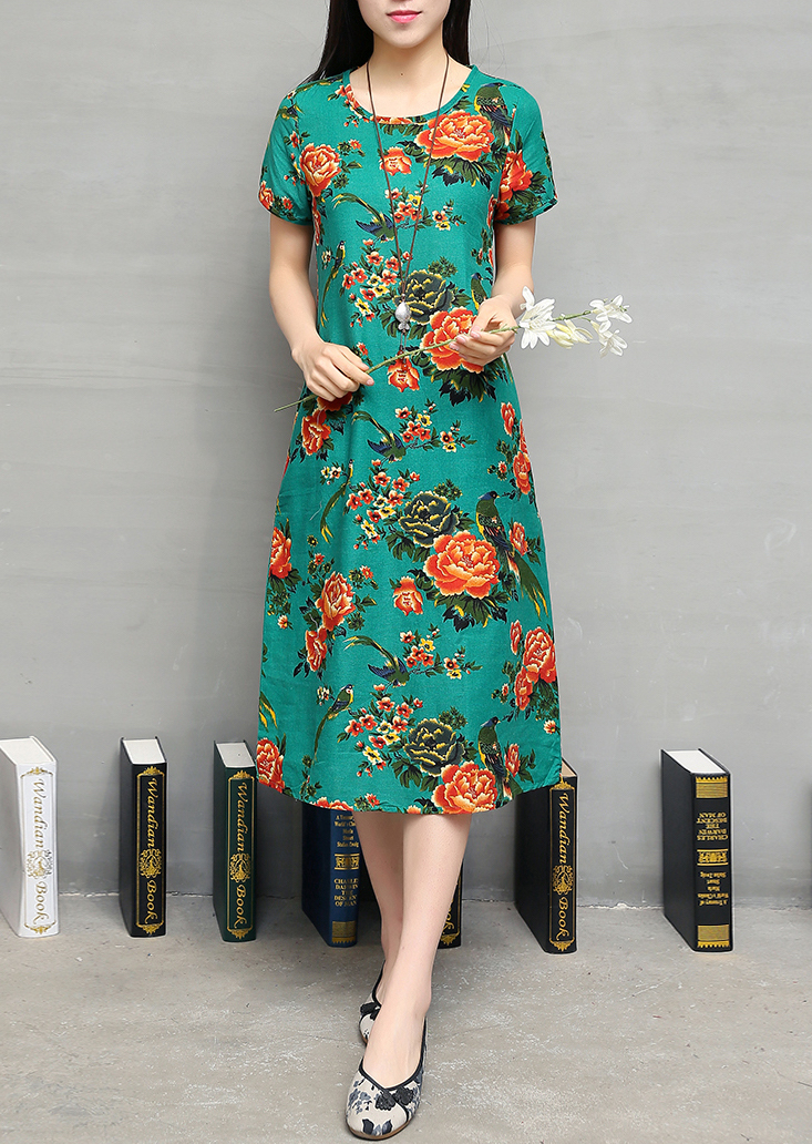 FF-116 Charming Floral Dress Green