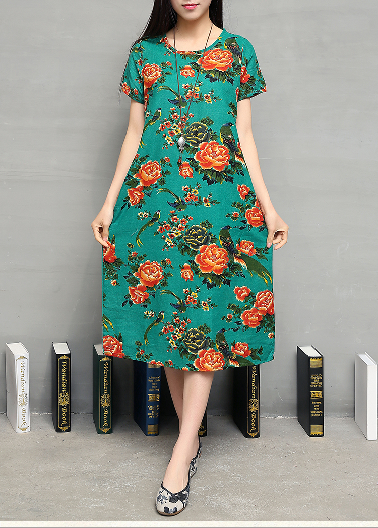 FF-116 Charming Floral Dress Green